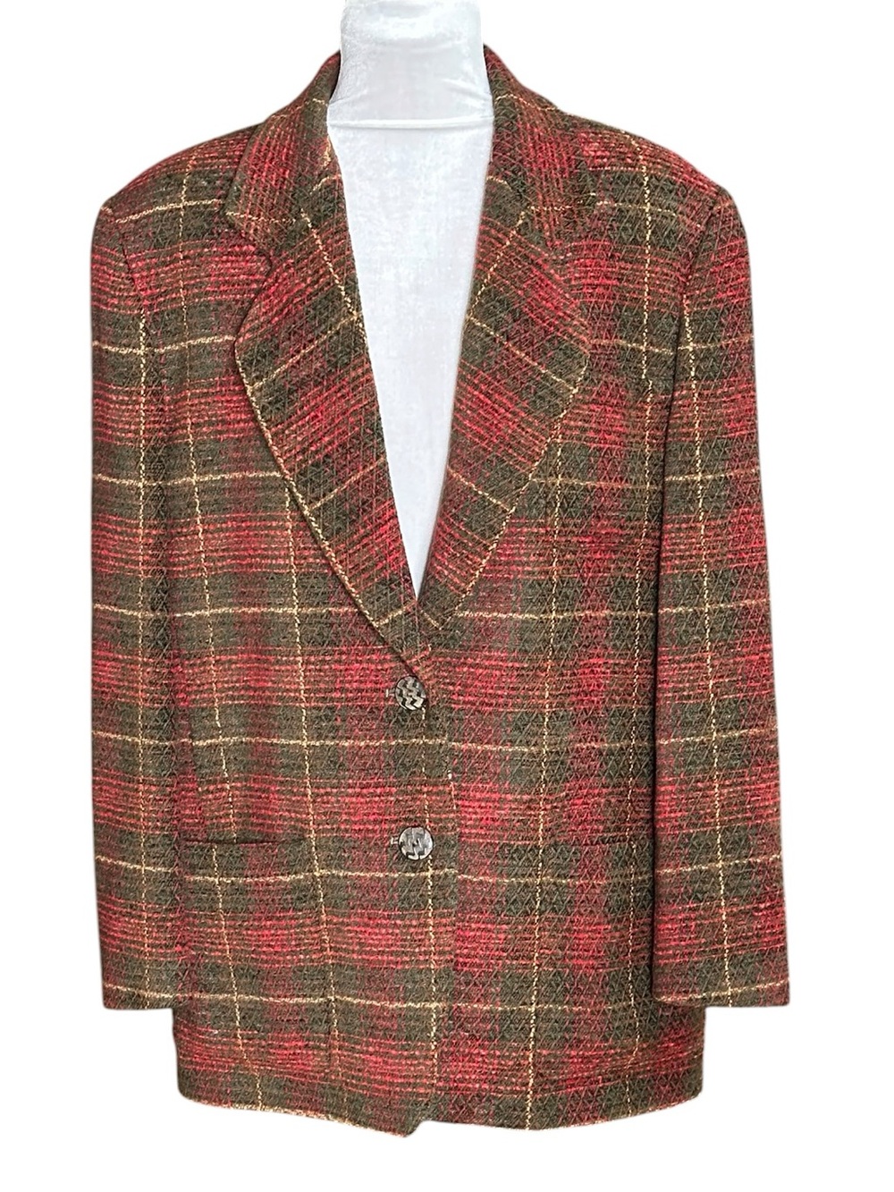Planet Wool Women’s Vintage Plaid Blazer. Size UK 14. Made in the UK